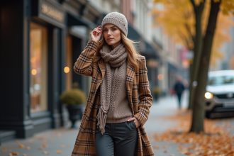 Femme élégante en automne dans la ville